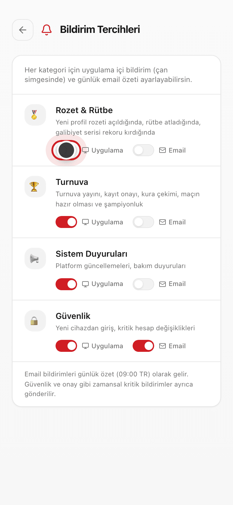 Kategori anahtarı açılıp kapanıyor