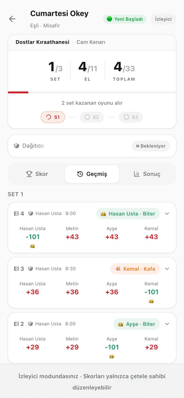 El geçmişi sekmesi