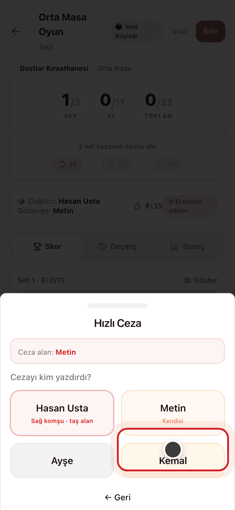 Cezayı kim yazdırdı ekranı — sağ komşu (taşı alan) önerili