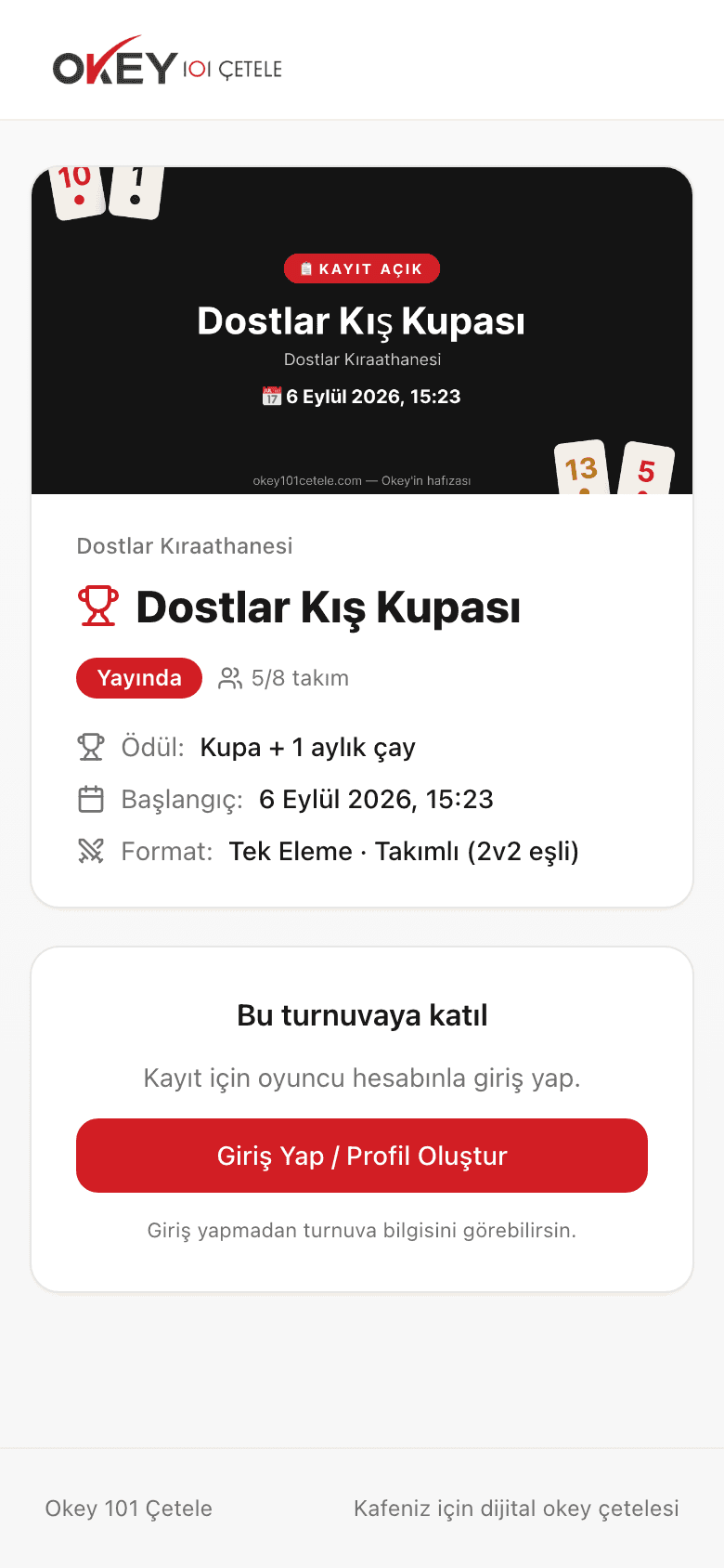 Public turnuva sayfası — afiş, tarih, ödül