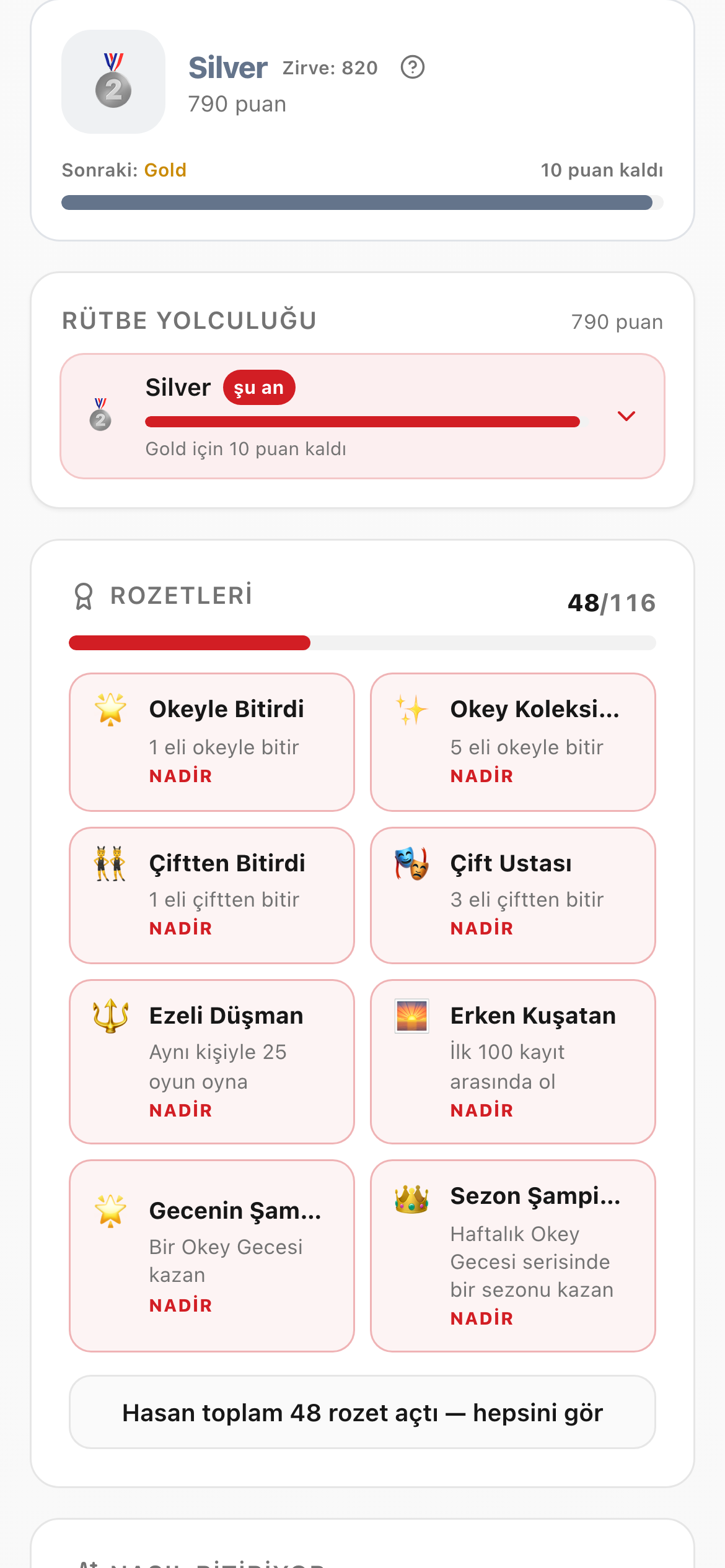 Oyuncunun telefonu — rozetleri