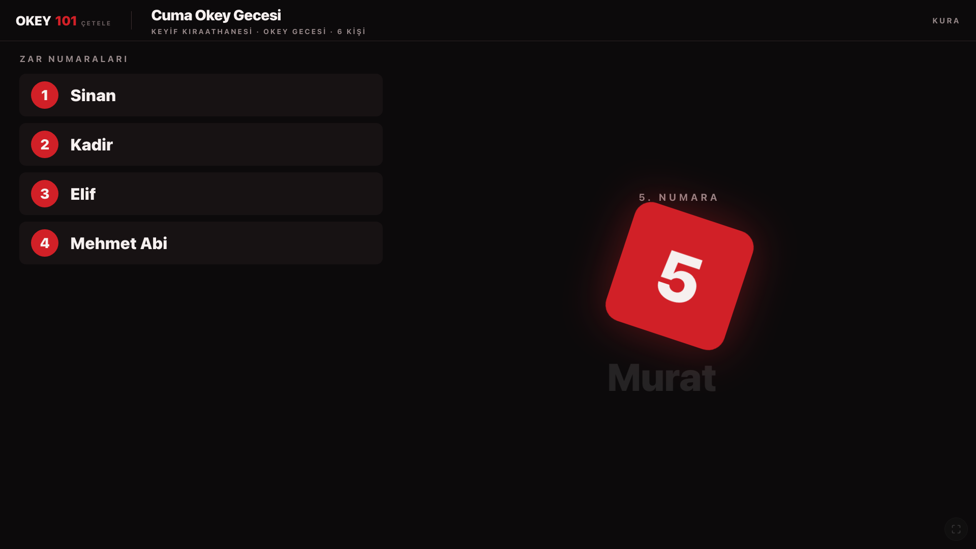 Kura töreni — Okey Gecesi