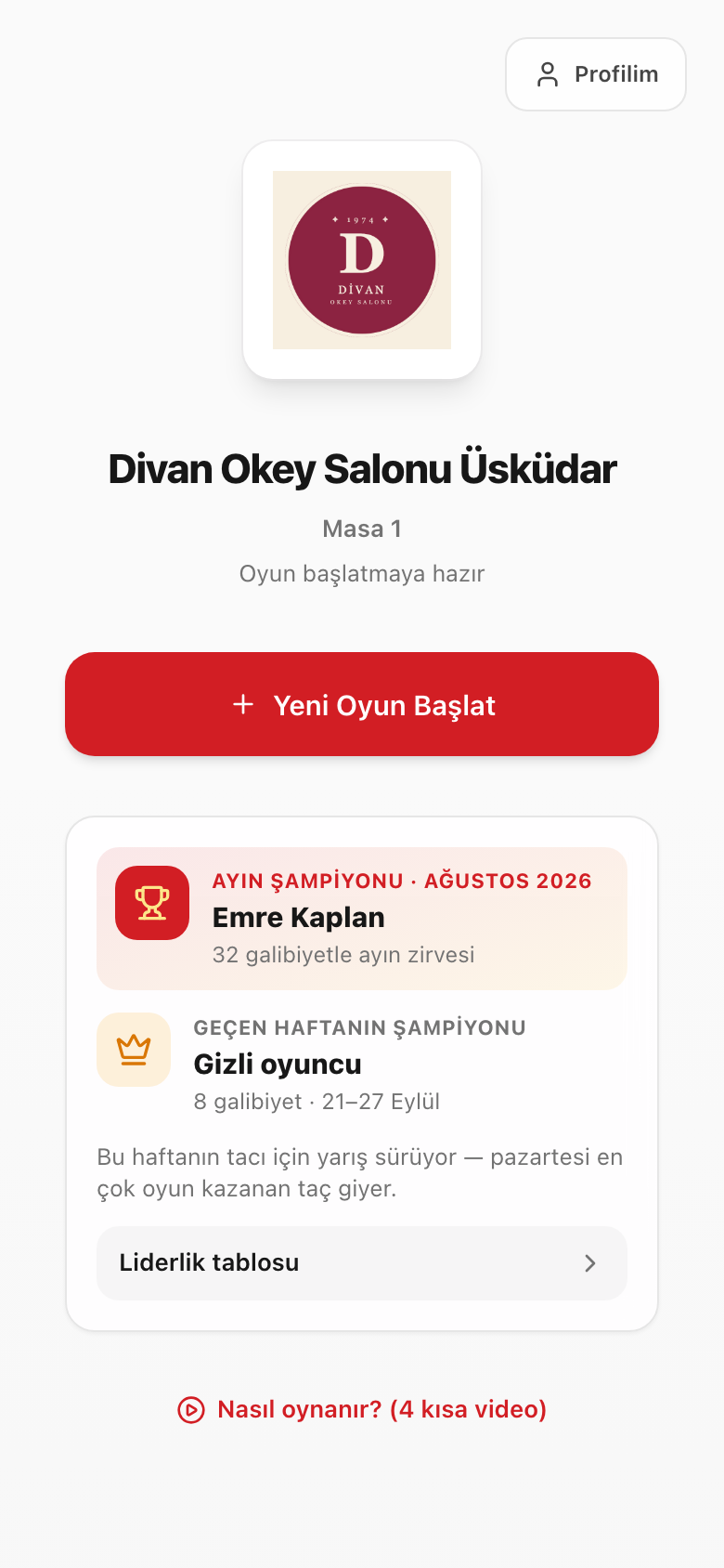 QR okutunca müşterinin telefonunda açılan ekran